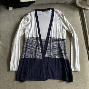 Blue and White Long Cardigan
